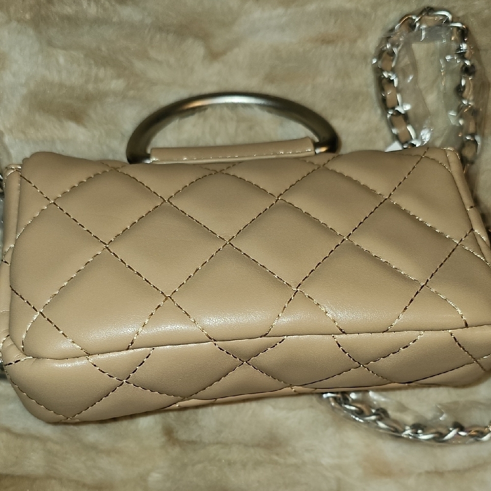 French Connection Beige Quilted Mini Bag - Picture 8 of 13